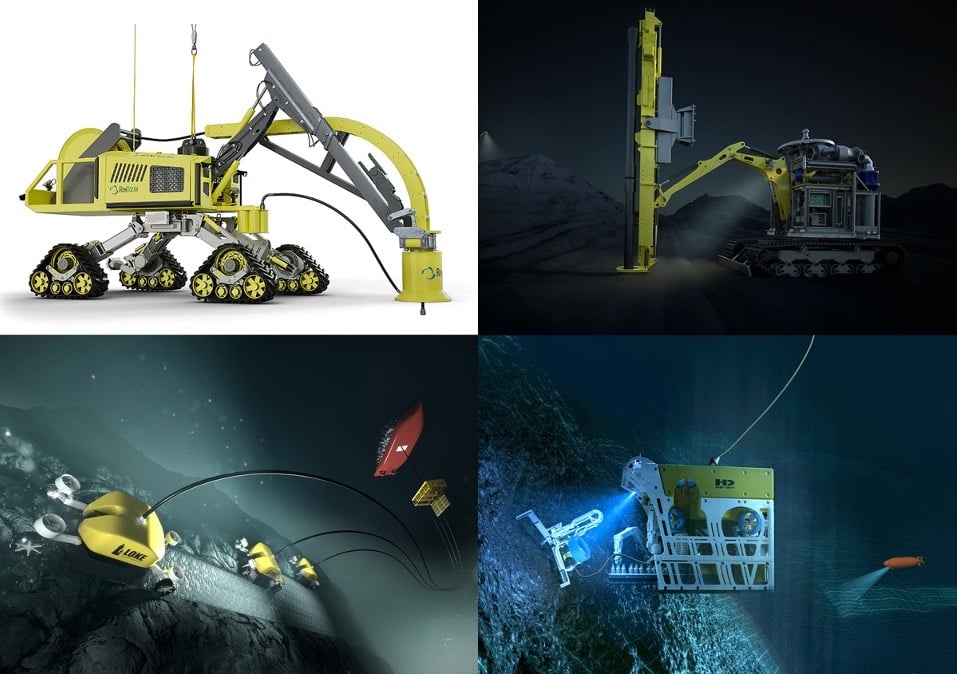 Different potential technologies for sampling and extraction of seabed minerals